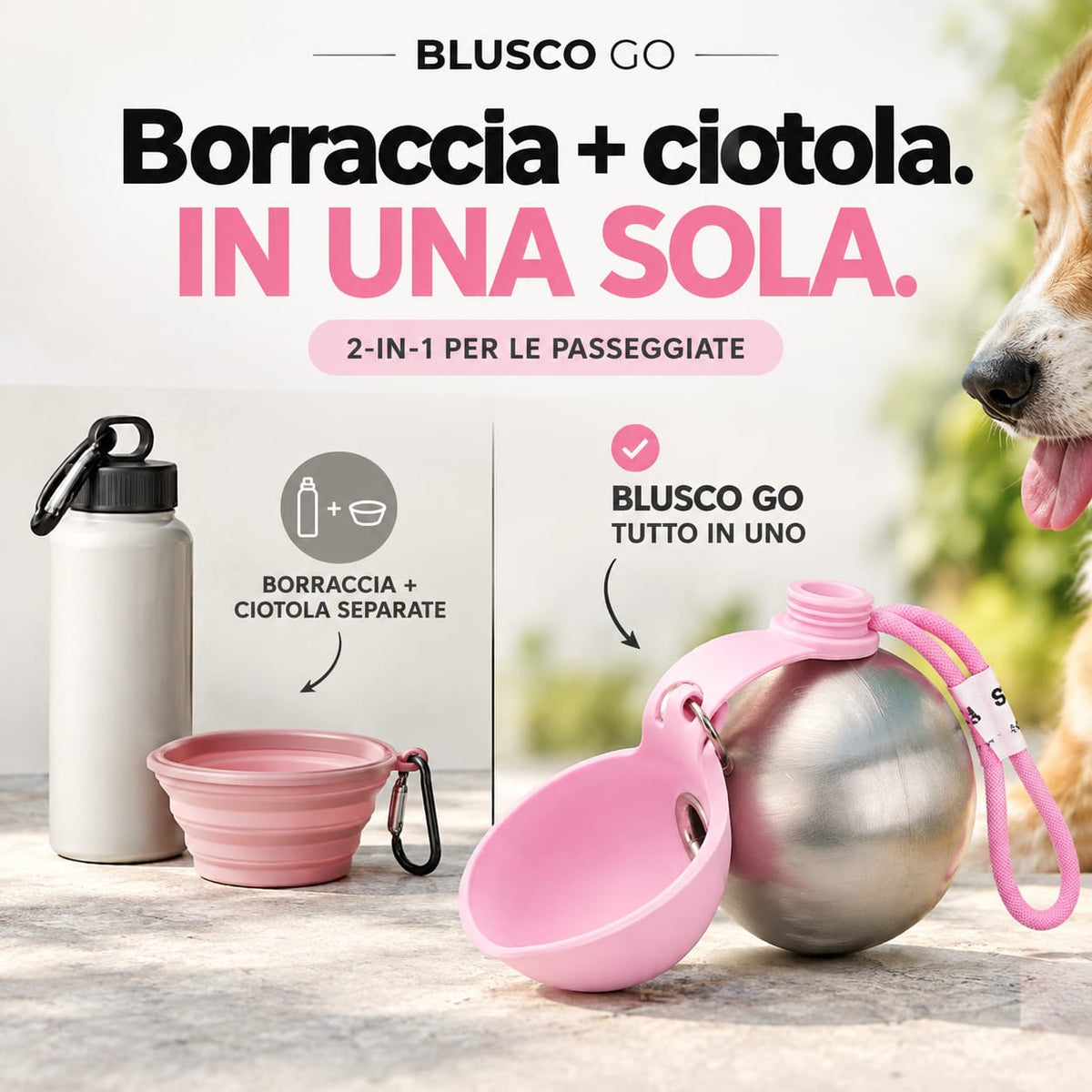 BLUSCO GO - Borraccia da passeggio 2 in 1